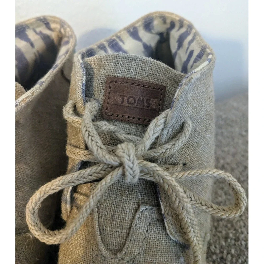 TOMS Desert Wedge Booties Ankle Espadrille Lace Up Taupe Neutral‎ Casual6.5